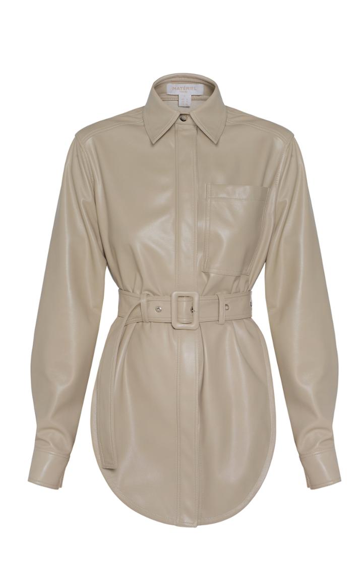 Moda Operandi Matriel Belted Vegan Leather Shirt Eco Open Back