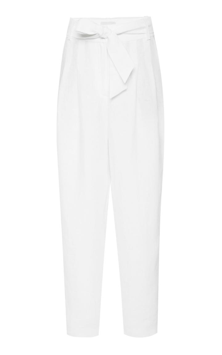 Piece Of White Michelle High-rise Pleated Linen Pants