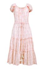 Innika Choo Peasant Peach Rose Puff Sleeve Dress