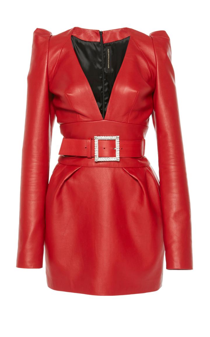 Alexandre Vauthier Belted Leather Mini Dress