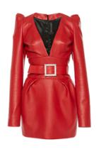 Alexandre Vauthier Belted Leather Mini Dress