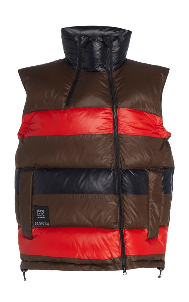 Ganni Askja Striped Shell Down Vest Size: Xs/s
