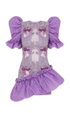 Raisa Vanessa Lilac Ruffled Mini Dress With Embroidery