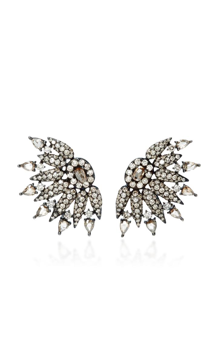 Sutra Blackened Fan Stud Earrings