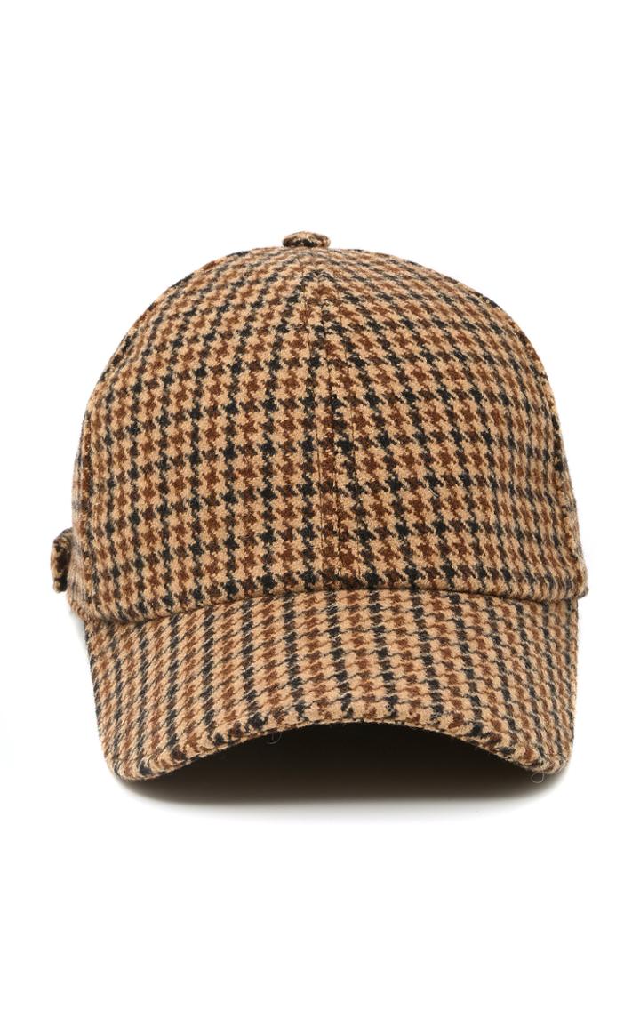 Officine Generale Houndstooth Wool Baseball Cap