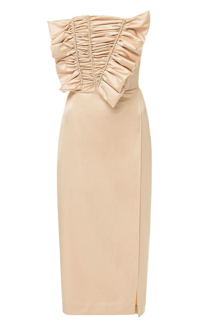 Moda Operandi Anna October Inga Ruched Strapless Satin Dress