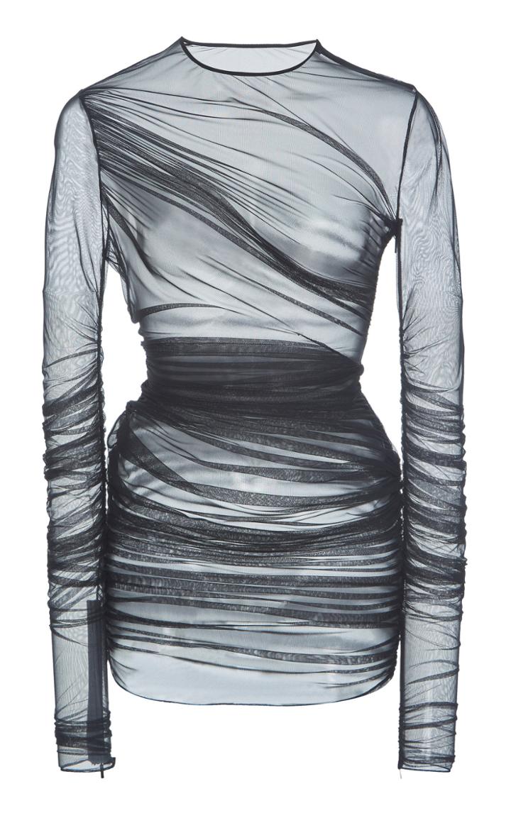 Versace Ruched Tulle Mini Dress