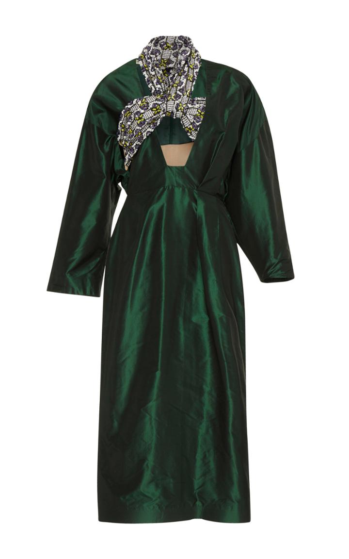 Tata Naka Beaded Bandeau Combo Taffeta Dress