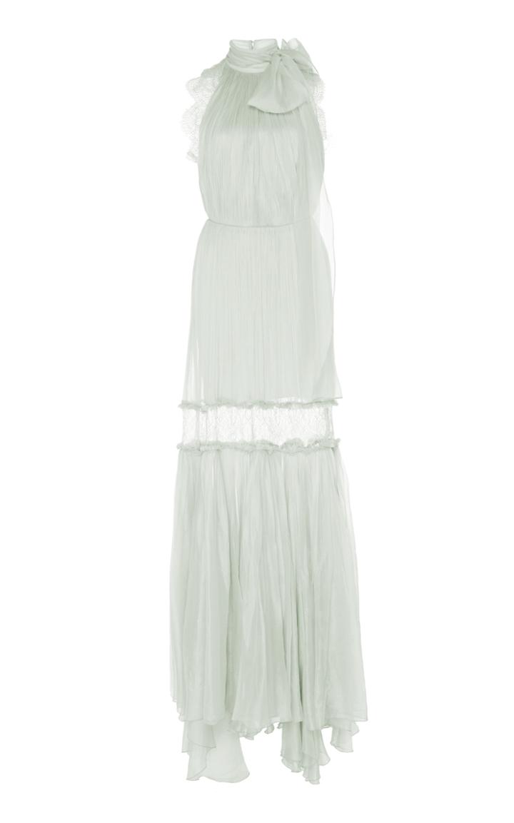 Maria Lucia Hohan Fauna Metallic Lace Halter Dress