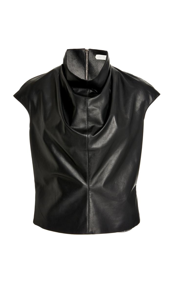 Moda Operandi Unttld Cybil Draped Leather Top