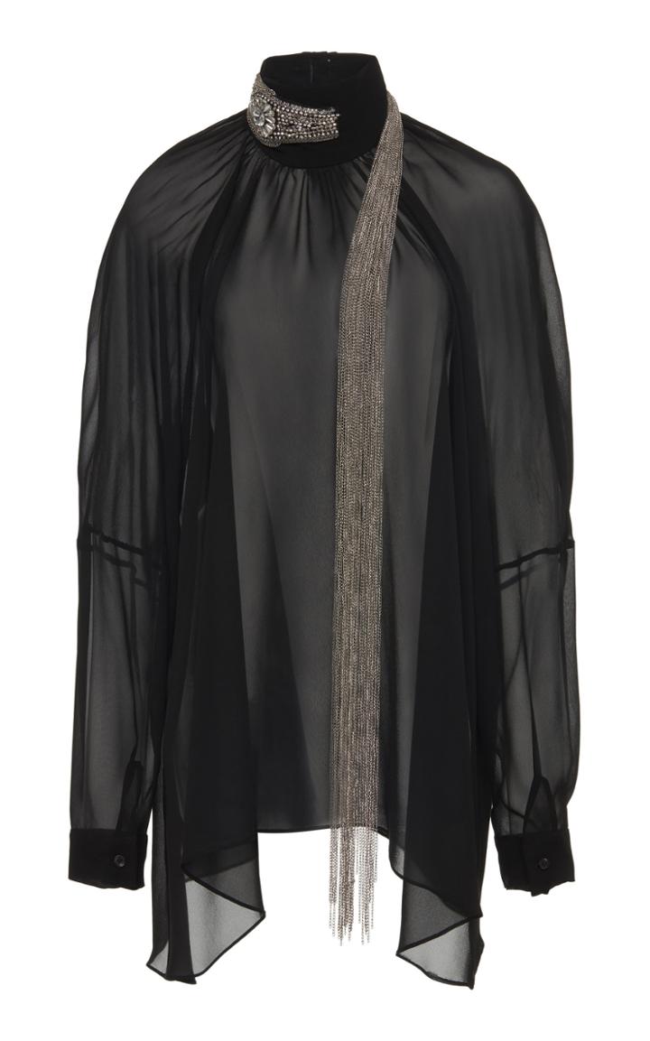 Christopher Kane Bead-embellished Silk Chiffon Blouse Size: 38