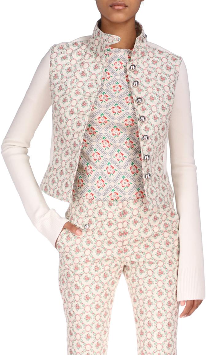 Moda Operandi Paco Rabanne Knit-inset Floral Cotton-blend Cropped Jacket