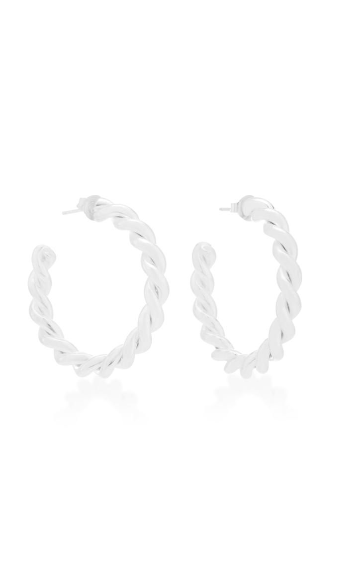 Isabel Lennse Sterling Silver Twisted M Hoop Earrings