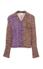 Nanushka Sid Colorblocked Animal-print Button-front Blouse
