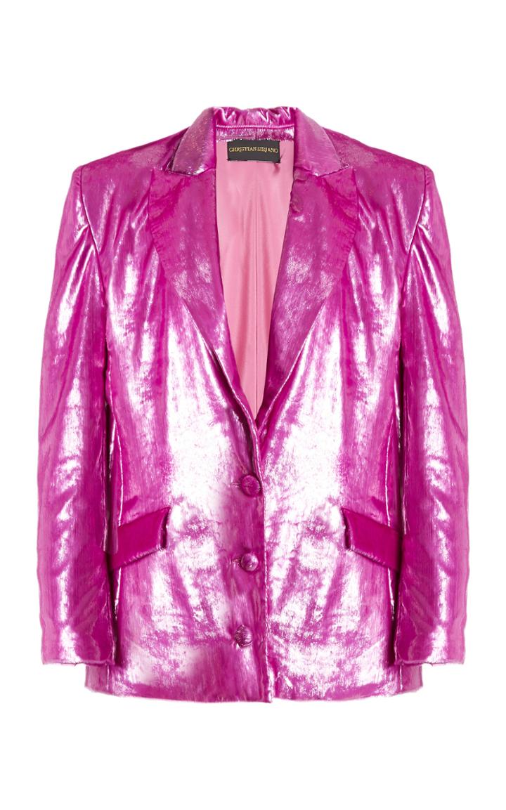 Moda Operandi Christian Siriano Orchid Lacquered Velvet Boxy Blazer