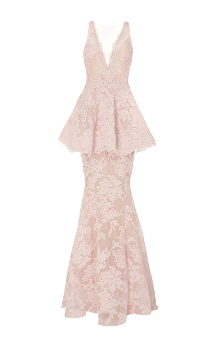Marchesa Lace Peplum Gown