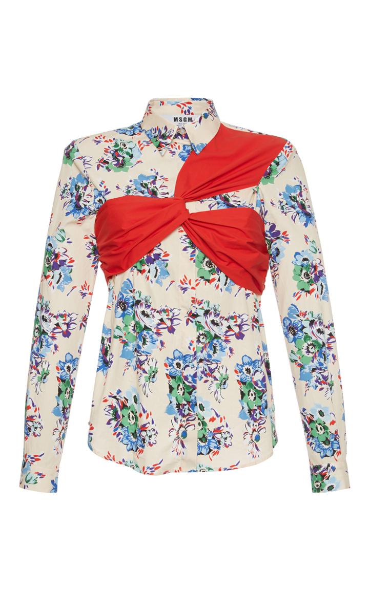 Msgm Light Pink Bouquet Poplin Shirt