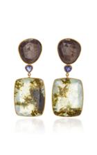 Bahina 18k Gold Sapphire Iolith And Praynite Earrings