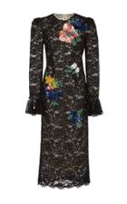 Monique Lhuillier Long Sleeve Embellished Lace Dress