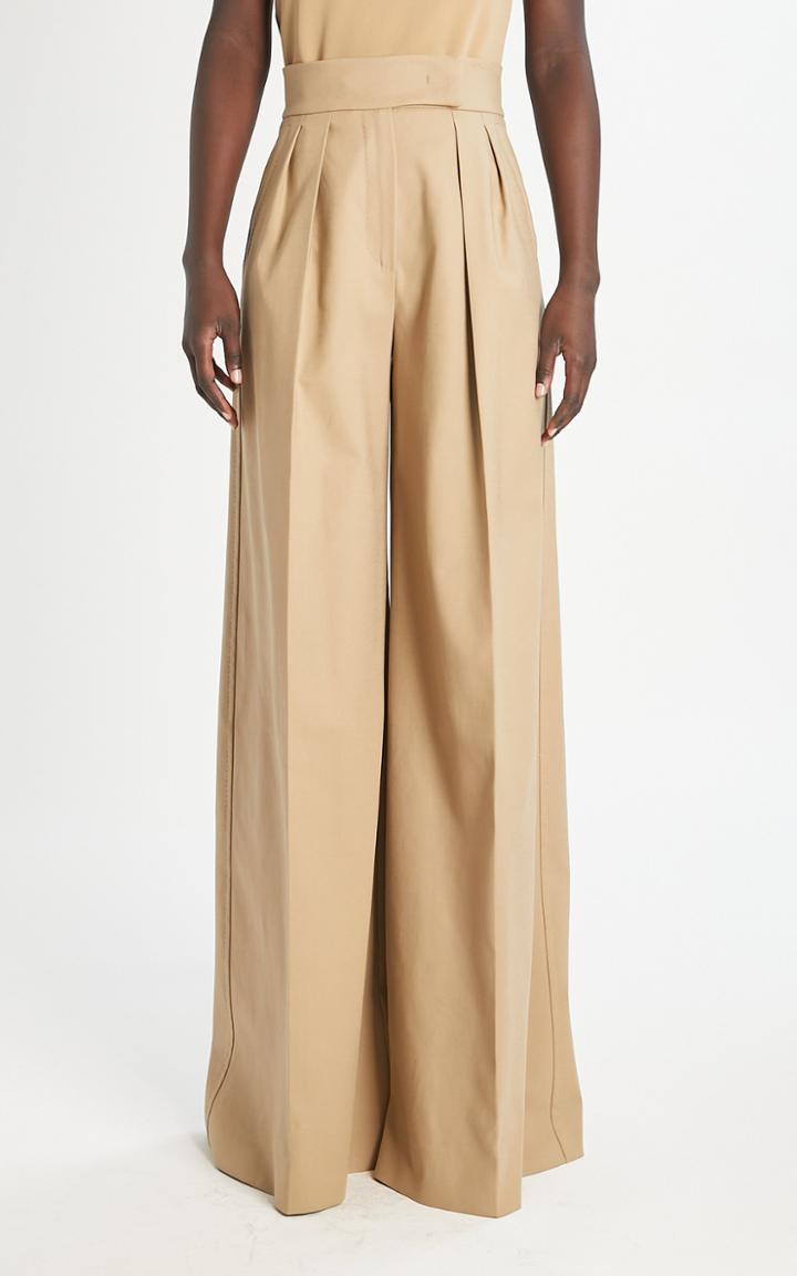 Moda Operandi Max Mara Malizia Pleated Cotton-blend Wide-leg Pants