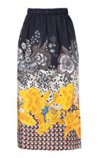 Moda Operandi Biyan Melo Embroidered Taffeta Midi Skirt