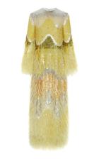 Moda Operandi Valentino Sequined Feathered Silk Gown Size: 36