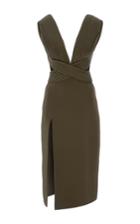 Brandon Maxwell Heavy Georgette And Satin Piped Bodice Dress