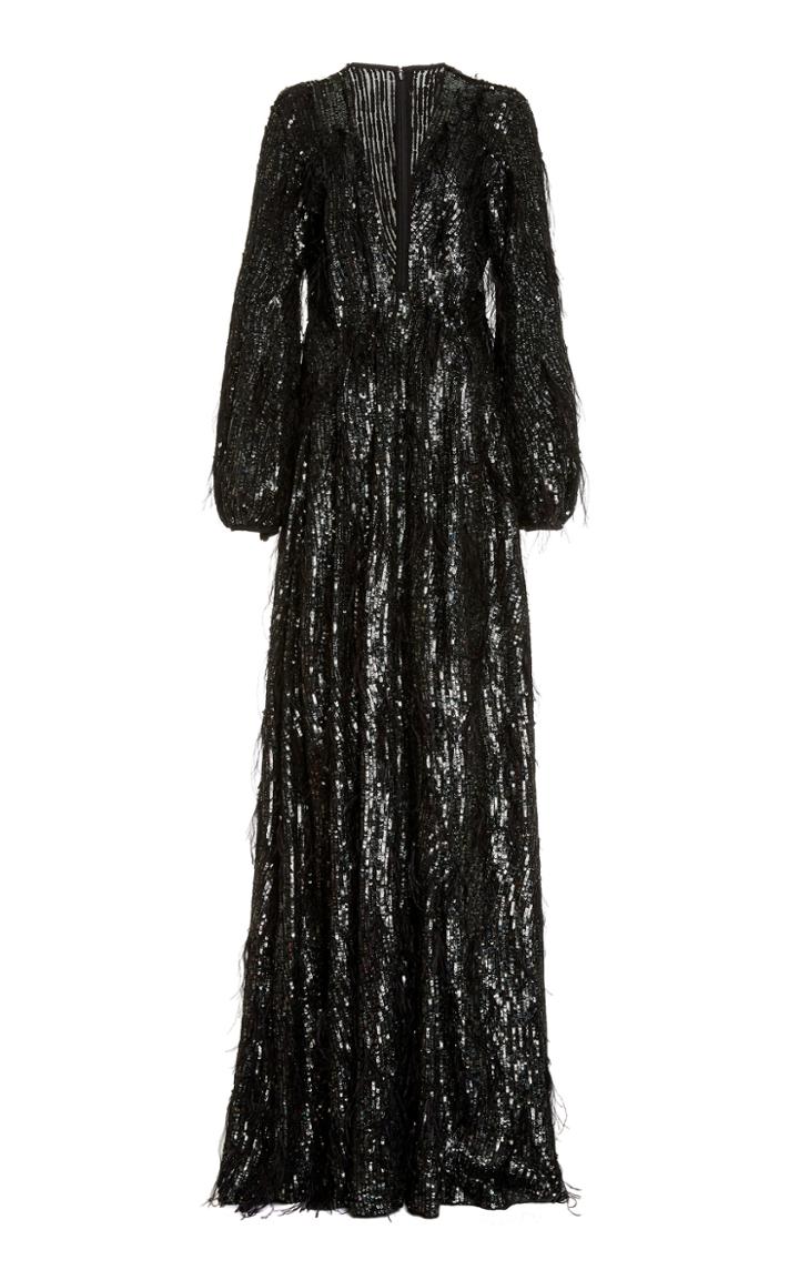 Moda Operandi Alitte Feather-embellished Sequined Gown
