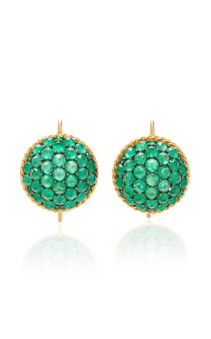 Parulina 18k Gold And Emerald Earrings