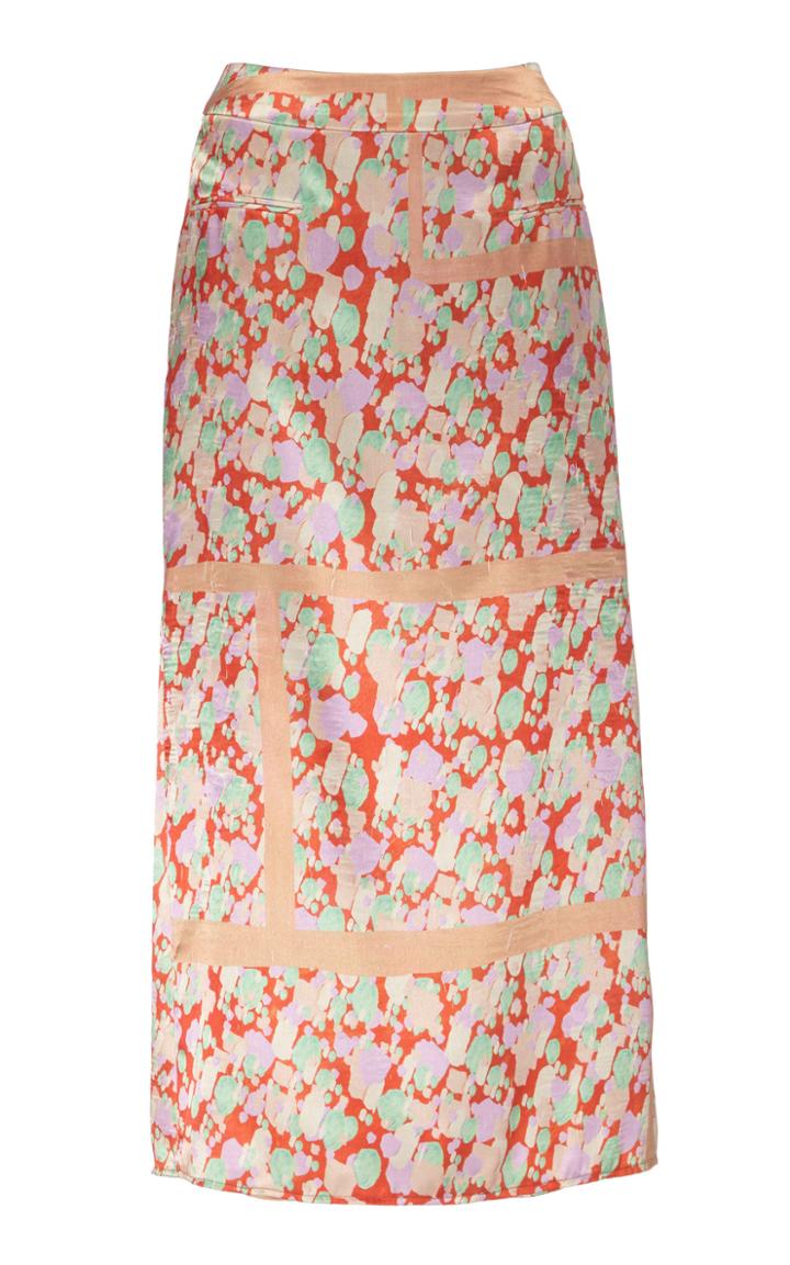Rejina Pyo Mina High-waisted Printed Satin Midi Skirt