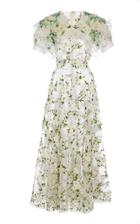 Moda Operandi Rodarte Floral Appliqued Chiffon Midi Dress