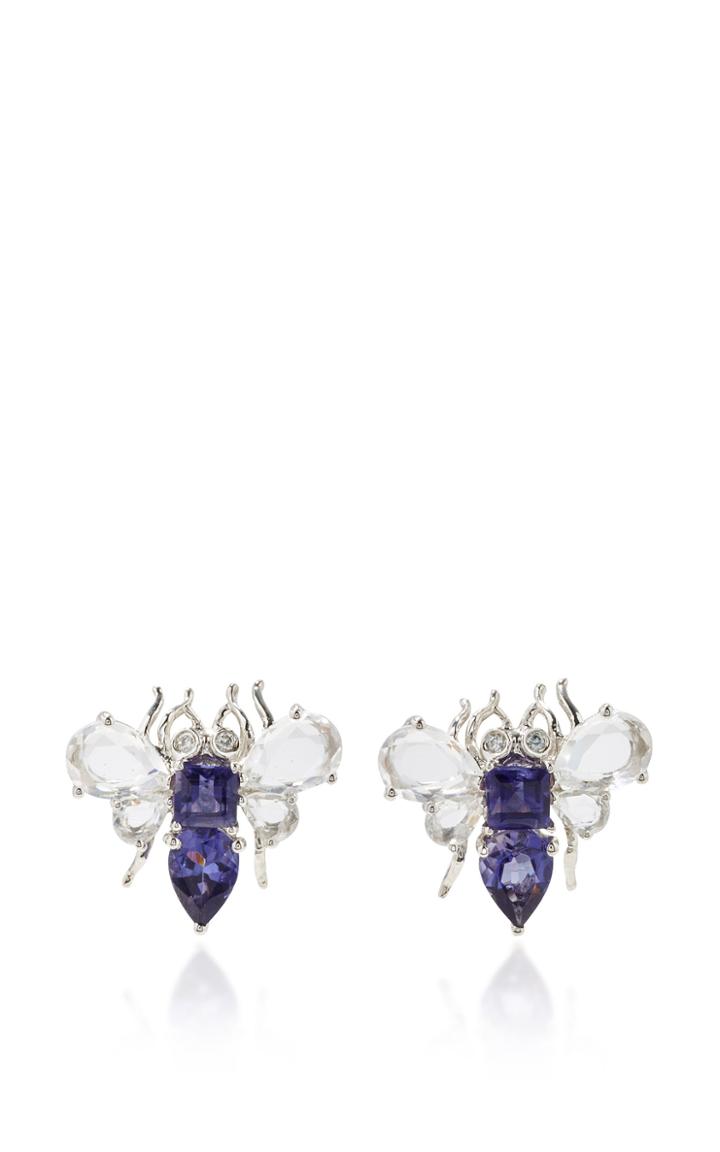 Bronia White Gold Bee Earrings