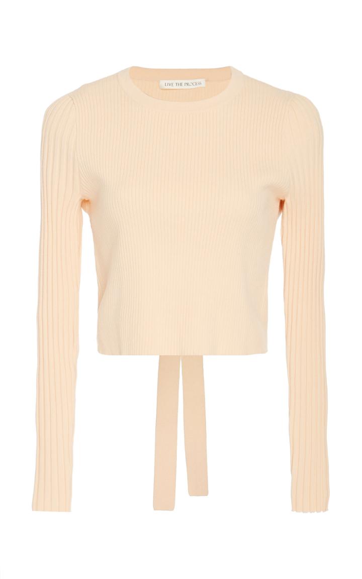Live The Process Long Sleeve Cropped Open Back Top