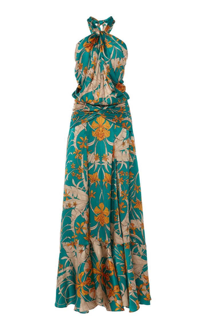 Moda Operandi Johanna Ortiz Femme Nouvelle Halter Printed Silk Maxi Dress Size: 2