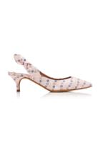 Tabitha Simmons Rise Bow-embellished Floral-jacquard Slingback Pumps