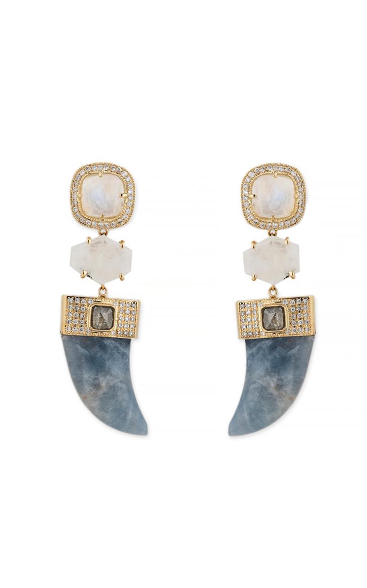 Moda Operandi Jacquie Aiche Pave Triple Step Moonstone And Pave Raw Diamond Cap Labr