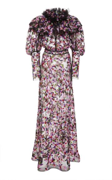 Rodarte Hand Beaded Floral Gown