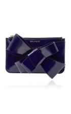 Delpozo M'o Exclusive Mini Bow-embellished Patent-leather Clutch