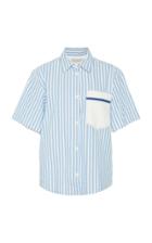 Moda Operandi Lee Mathews Tengo Cotton Seersucker Contrast-pocket Shirt Size: 0