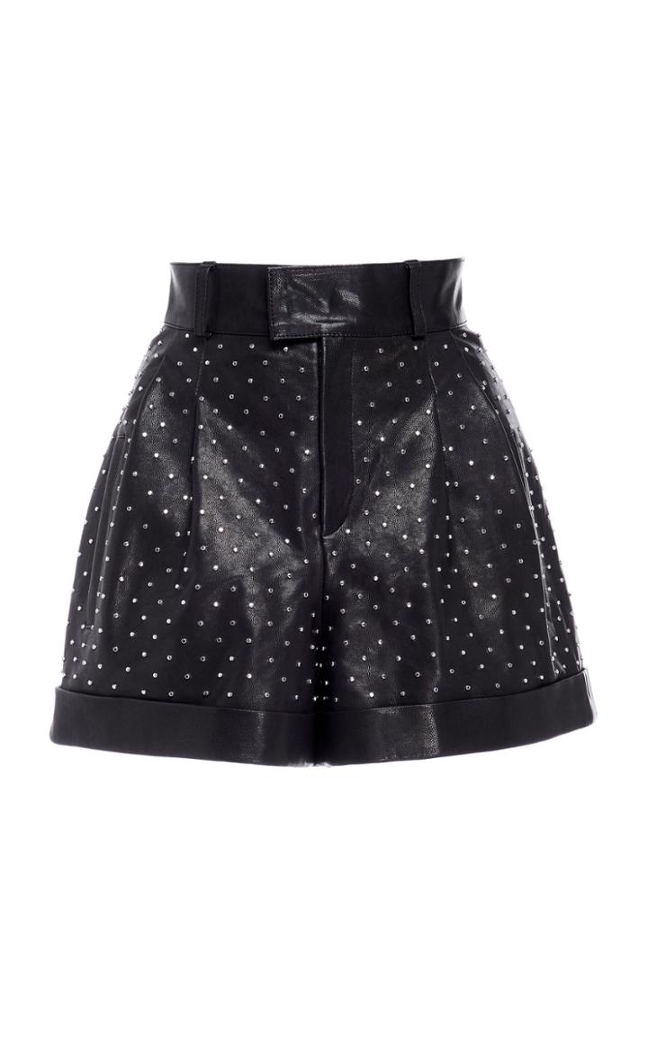 Nour Hammour Cameron Studded Leather Shorts