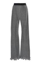 Alberta Ferretti High-rise Lurex Pliss Flare Pants