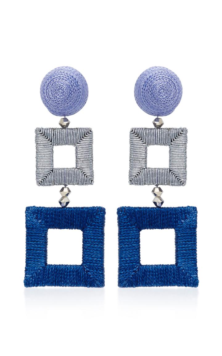 Oscar De La Renta Double Square Wrapped Earrings