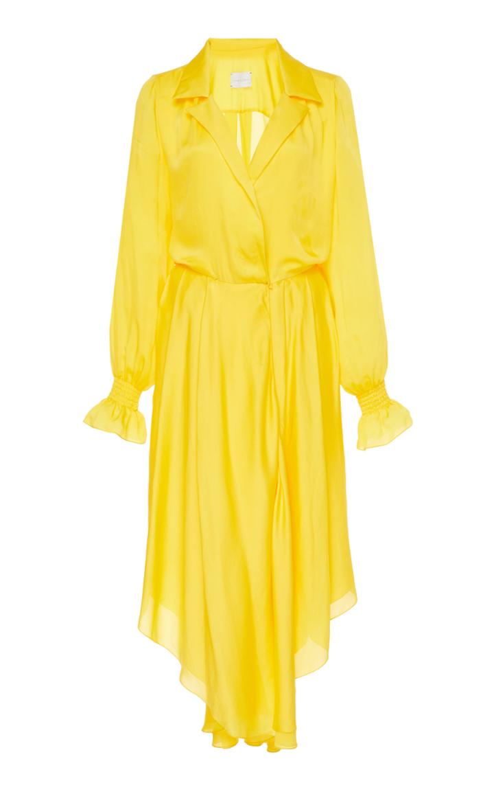 Arj Ines Open Collar Silk Shirt Dress