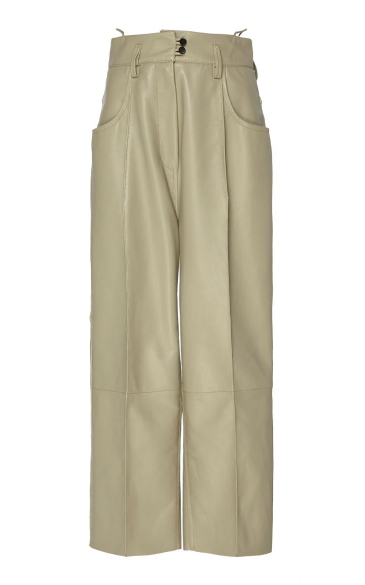 Petar Petrov Harris Cropped Leather Wide-leg Pants