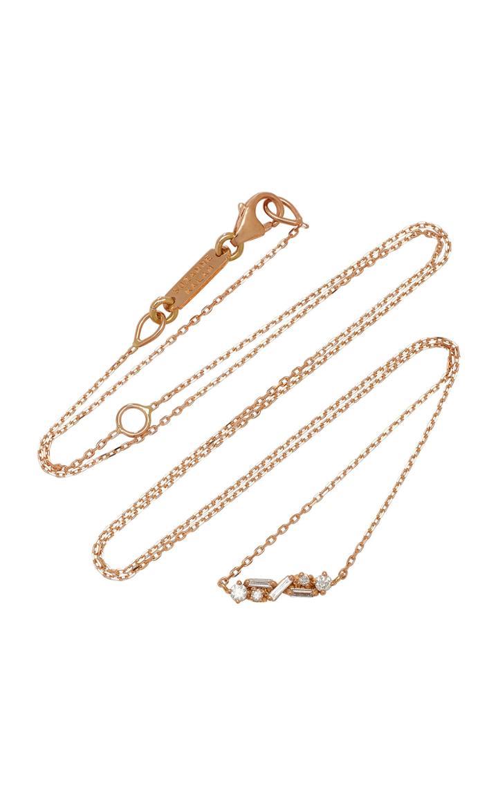 Suzanne Kalan Diamond Bar 18k Rose Gold Necklace