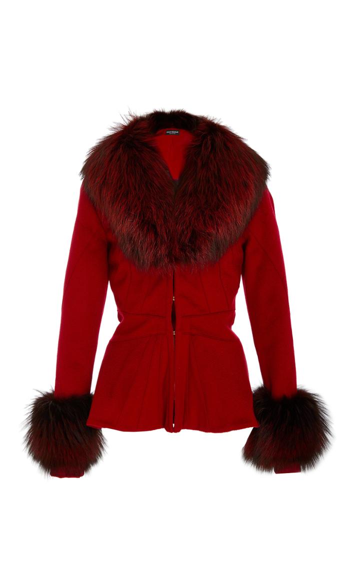 Oday Shakar Wool Jacket With Fox Fur Collar And Cuffs
