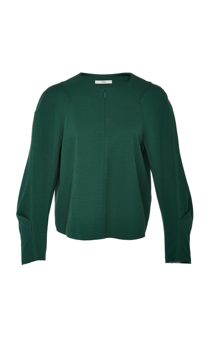 Tibi Crew Neck Zip Cardigan