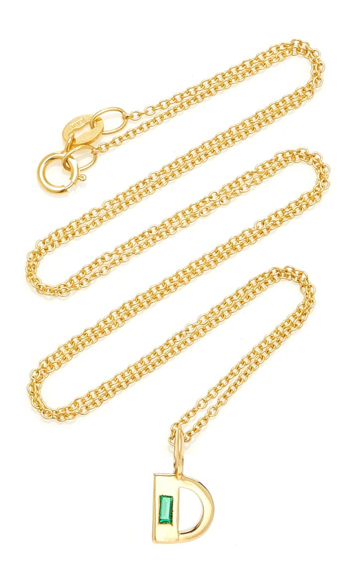 Moda Operandi Lizzie Mandler 18k Yellow Gold Petite Emerald Deco Initial Necklace