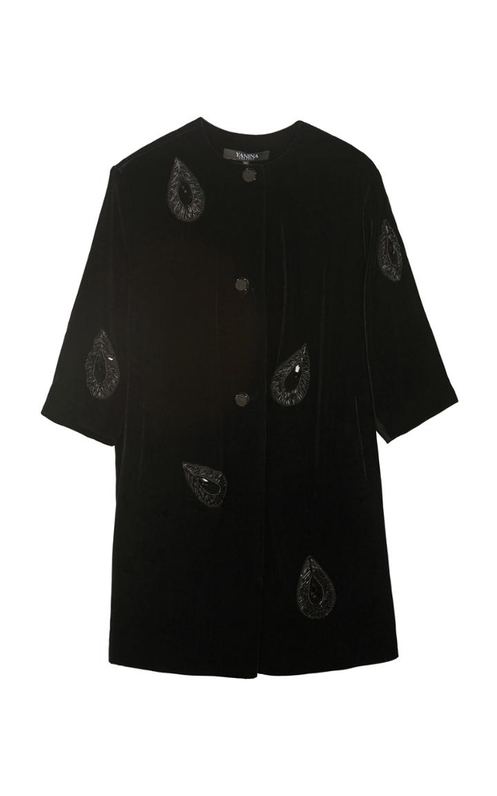 Yanina Demi Couture Embellished Velvet Coat