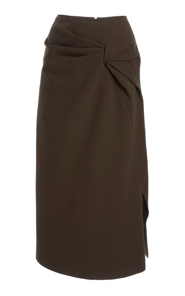 Rejina Pyo Iris Draped Wool Midi Skirt